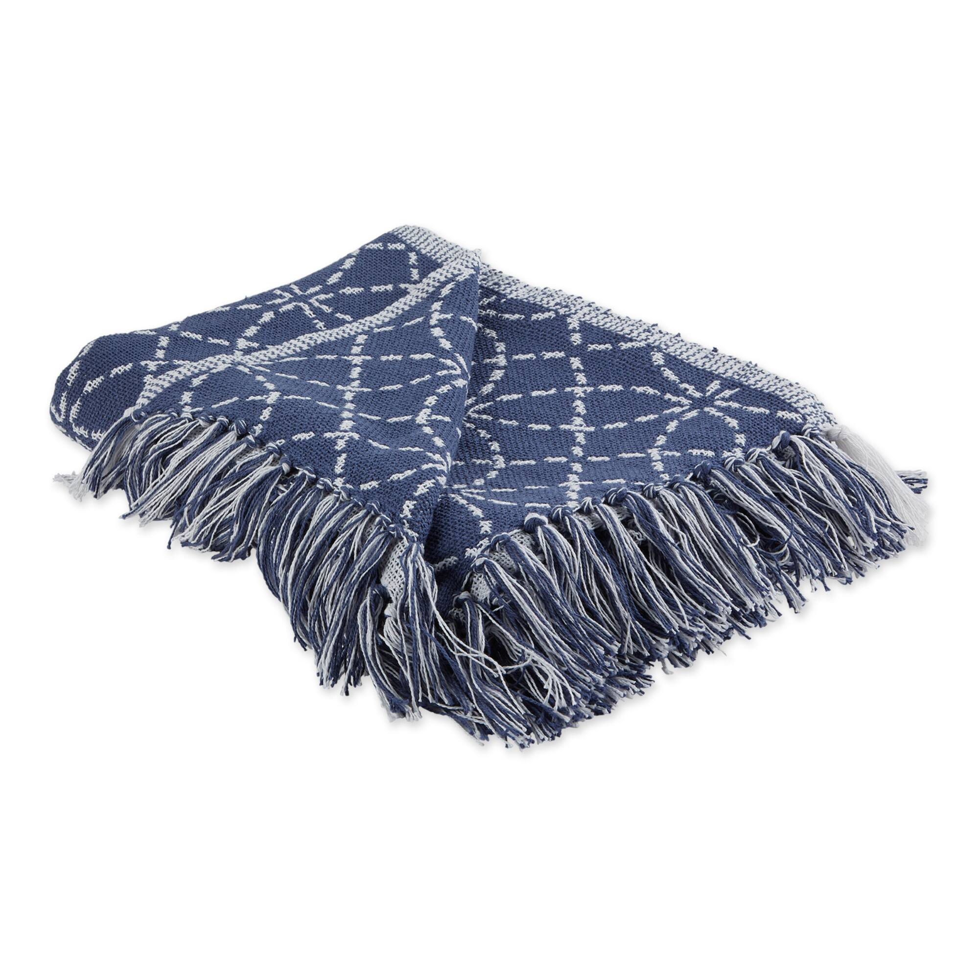 French Blue Concentric Circles Throw